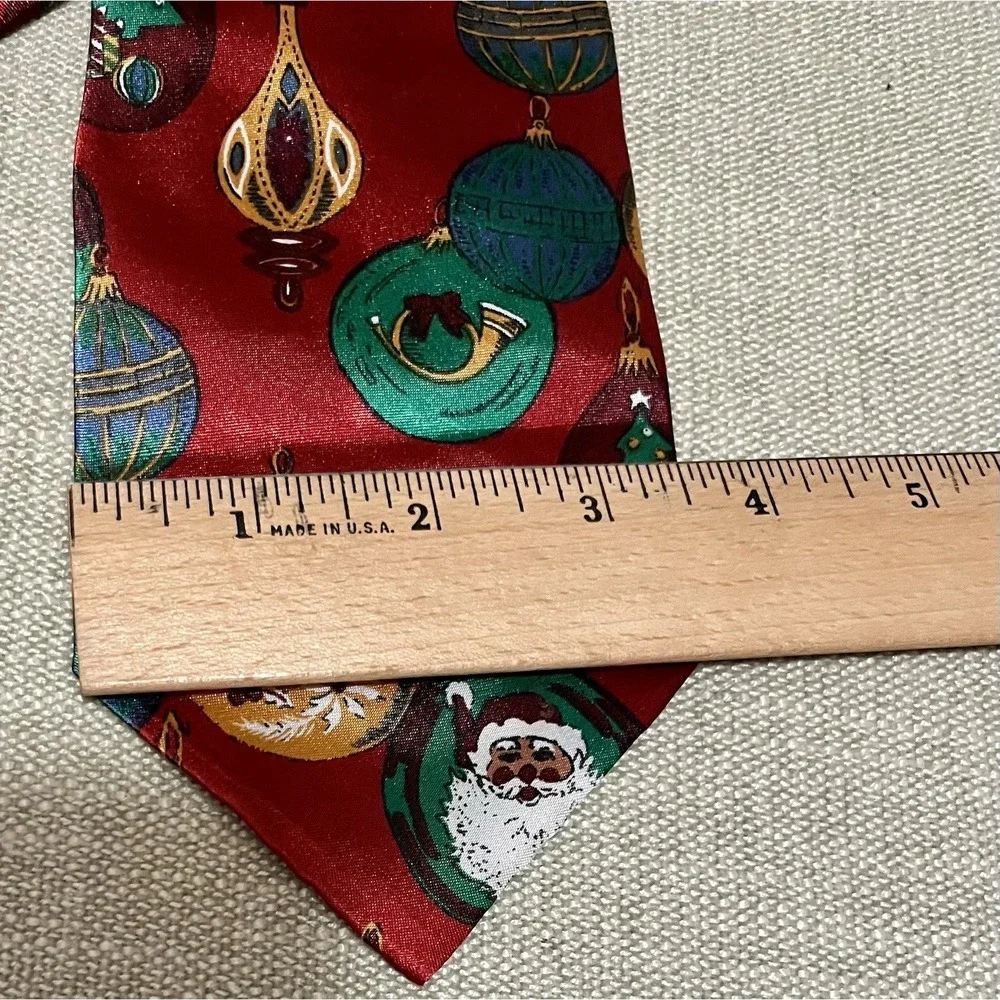 Mens Silk Tie Christmas Santa Vintage Ornaments Power Red Or Purse Tote Accent